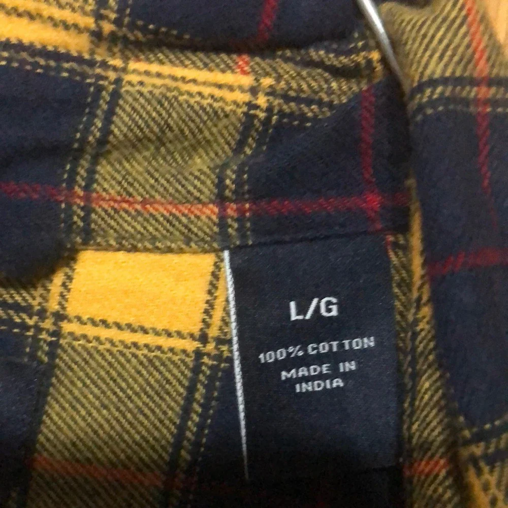 Chaps Yellow and Navy‎ Plaid Shirt